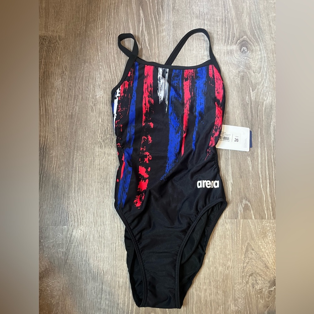 Barena Black and Red One Piece Swimwear with Dynamic Stripes
